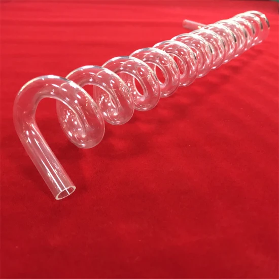 Tubo espiral de calefacción de vidrio de cuarzo, tubo de bobina de vidrio de cuarzo transparente resistente a la corrosión personalizado