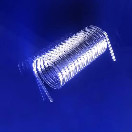 Tubo espiral de calefacción de vidrio de cuarzo, tubo de bobina de vidrio de cuarzo transparente resistente a la corrosión personalizado